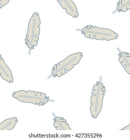 Feather seamless pattern. Fashion graphic design. Vector illustration