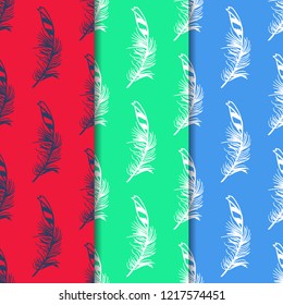 feather seamless pattern hand drawn sketch