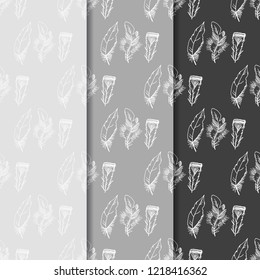 feather seamless pattern hand drawn sketch