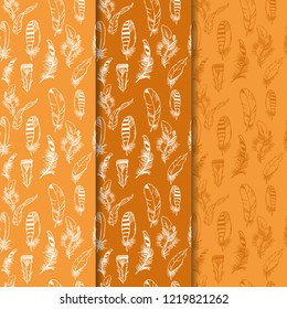 feather seamless pattern hand drawn sketch