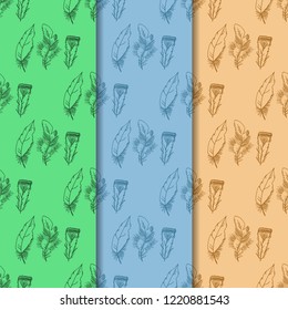 feather seamless pattern hand drawn sketch
