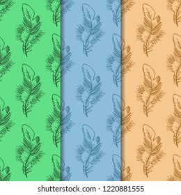 feather seamless pattern hand drawn sketch