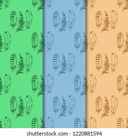 feather seamless pattern hand drawn sketch
