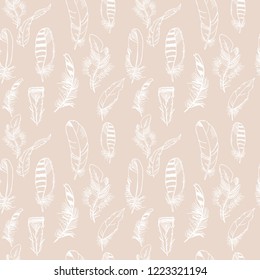 feather seamless pattern hand drawn sketch