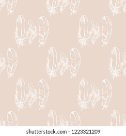 feather seamless pattern hand drawn sketch