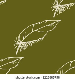 feather seamless pattern hand drawn sketch