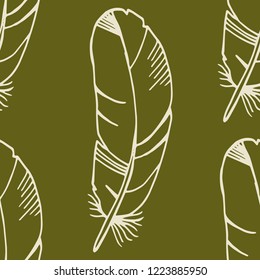 feather seamless pattern hand drawn sketch