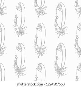 feather seamless pattern hand drawn sketch