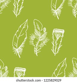 feather seamless pattern hand drawn sketch