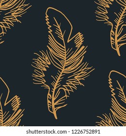 feather seamless pattern hand drawn sketch