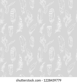 feather seamless pattern hand drawn sketch