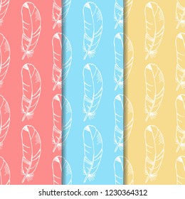 feather seamless pattern hand drawn sketch