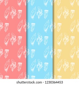 feather seamless pattern hand drawn sketch