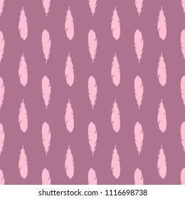 Feather seamless pattern in lilac colors