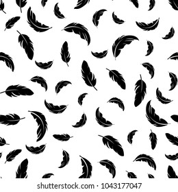 Feather seamless pattern on white background. Vintage card for fabric design.Peacock feather seamless pattern.