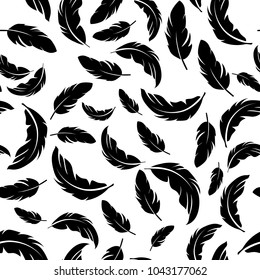 Feather seamless pattern on white background. Vintage card for fabric design.Peacock feather seamless pattern.