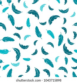 Feather seamless pattern on white background. Vintage card for fabric design.Peacock feather seamless pattern.
