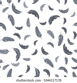 Feather seamless pattern on white background. Vintage card for fabric design. feather seamless pattern.