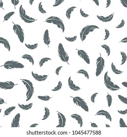 Feather seamless pattern on white background. Vintage card for fabric design.Peacock feather seamless pattern.