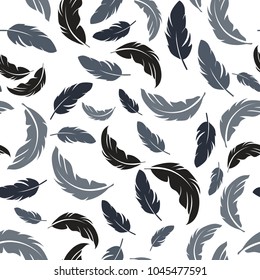 Feather seamless pattern on white background. Vintage card for fabric design.Peacock feather seamless pattern.