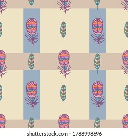 Feather seamless pattern vector illustration for wrapping paper, textile, fabric, stationary etc.