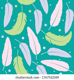Feather seamless pattern wallpaper perfect for clothing fabric, background, or wrapping paper