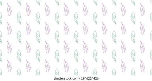 Feather seamless repeat pattern vector background, with vector feathers,