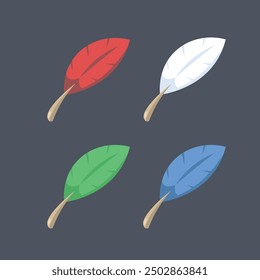 feather set with different color in flat vector design.