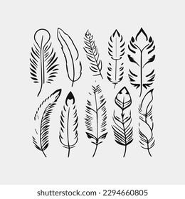 Feather Set icon, logo isolated on white background