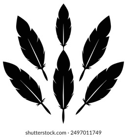 Feather Set silhouette vector illustration