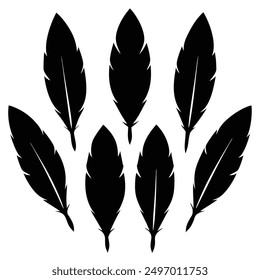 Feather Set silhouette vector illustration