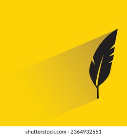 feather with shadow on yellow background