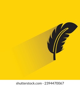 feather with shadow on yellow background