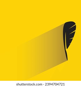 feather with shadow on yellow background