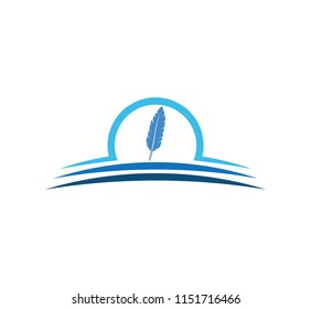 feather shape theme concept vector logo design template