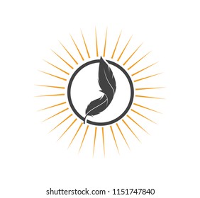 feather shape theme concept vector logo design template