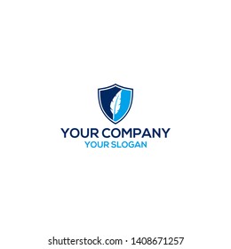 Feather Shield Logo Design Stock