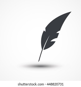 Feather Sign Icon. Black Retro Pen Symbol. Picture, Image, Logo, Flat Design, UI, Web, Art. Quinn Feather Icon. Feather Pencil Icon. Plume. Feather Quill Pen Sign. Writer Background. Author Icon