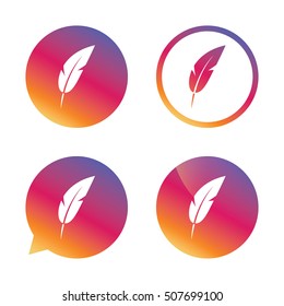 Feather sign icon. Retro pen symbol.