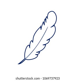 Feather sign illustration. Vector. Flat style black icon on white.