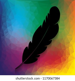 Feather sign illustration. Vector. Flat style black icon on white.