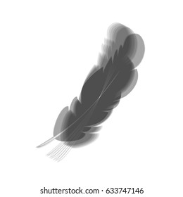 Feather sign illustration. Vector. Gray icon shaked at white background.