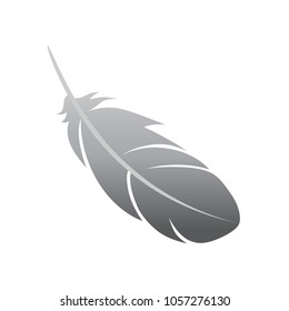 Feather sign or a symbol. Isolated abstract icon on white background. Vector illustration