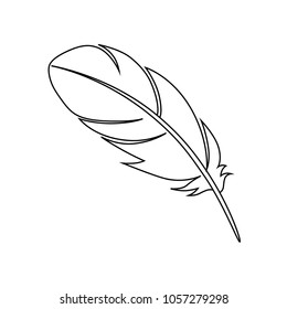 Feather sign or a symbol. Isolated abstract icon on white background. Vector illustration