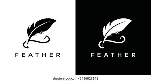 Feather signature pen logo. Feather signature logo design inspiration	