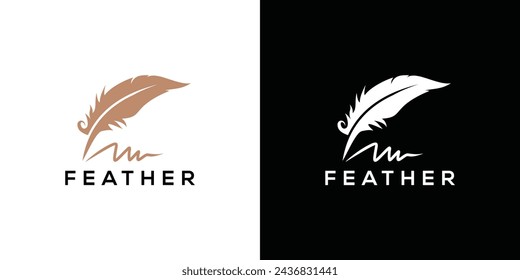 Feather signature pen logo. Feather signature logo design inspiration