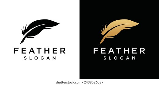 Feather signature pen logo. Feather signature logo design inspiration