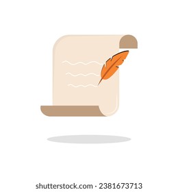 Feather Signing A Document Icon Vector Design.