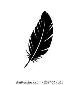 Feather Silhouette Icon - High-Quality Vector Illustration of a Soft and Elegant Feather Symbol for Nature, Writing, and Decorative Graphic Designs

