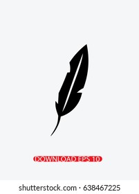 Feather silhouette icon, Vector